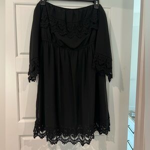 Umgee Black Lace Trim Dress